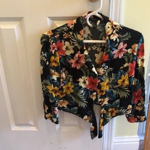 Floral Button Up Crop Top